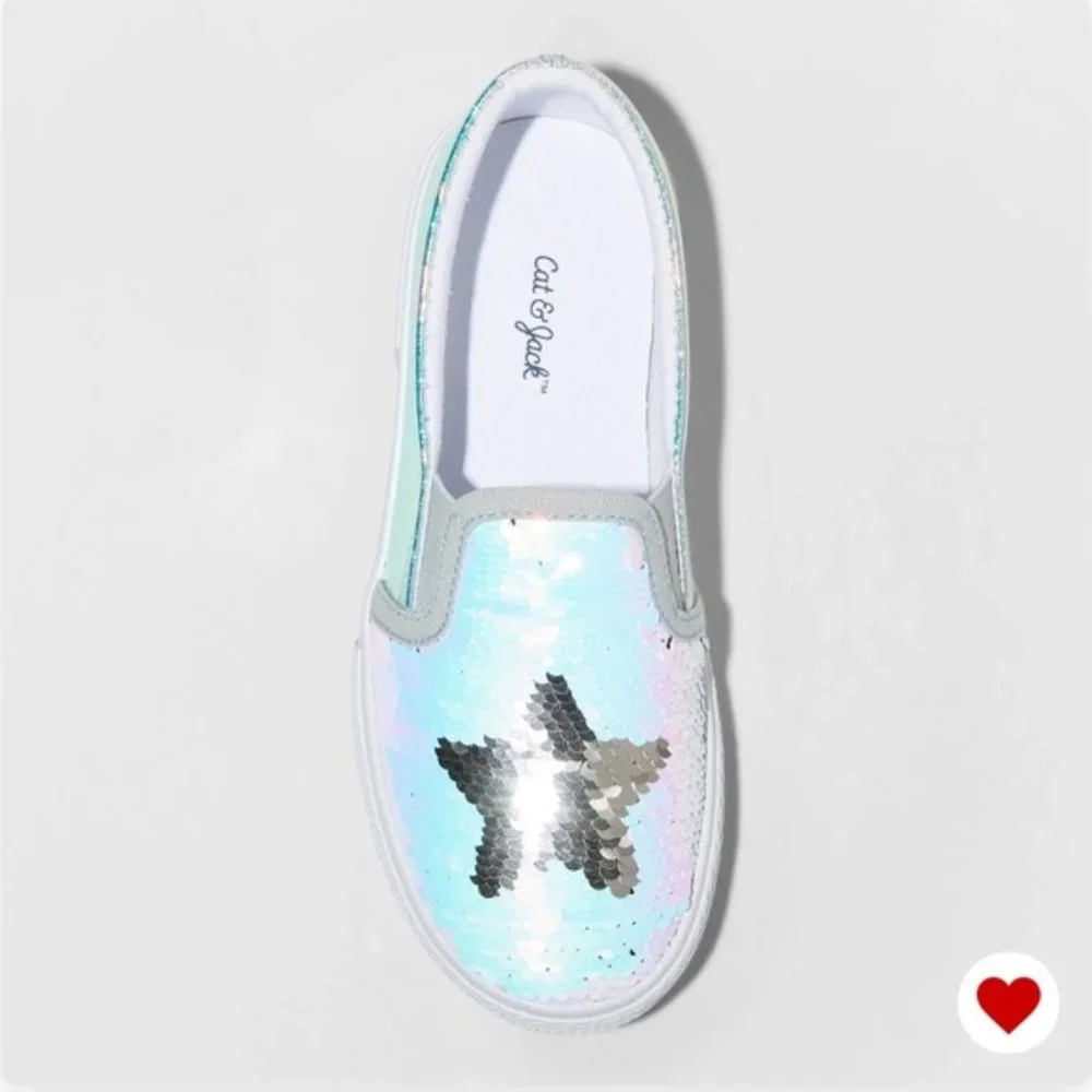 Cat & Jack Madalena Flip Sequin Silver‎ Sneaker